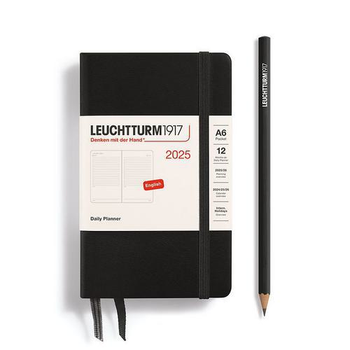 Leuchtturm, Black, Planners, Art & School, 2025, A6, Pocket, Daily, 816333